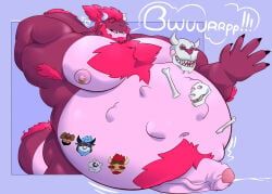 mythology, 5_fingers, abdominal_bulge, after_vore, anthro