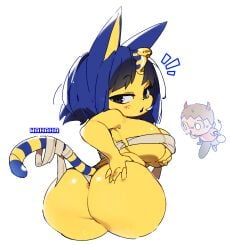 ankha_(animal_crossing), villager_(animal_crossing), animal_crossing, nintendo, 5_fingers