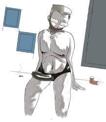 pronoun_palace, gangrenesarcoma, 1boy, addict, beard