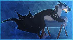 mythology, anthro, belly, black_body, black_scales
