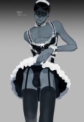 pale_visitor, no,_i'm_not_a_human, sinbeast_(artist), black_stockings, black_underwear