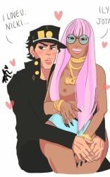 jotaro_kujo, nicki_minaj, jojo's_bizarre_adventure, stardust_crusaders, 1boy