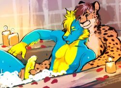 prismhawk, anthro, bubble, bubblebath, candle