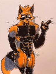 anthro, athletic, canid, canine, colored_pencil_(artwork)
