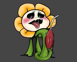 flowey_the_flower, undertale, 1boy, black_sclera, bodily_fluids