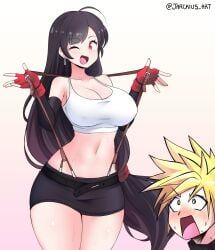 cloud_strife, tifa_lockhart, tifa_lockhart_(1997), final_fantasy, final_fantasy_vii