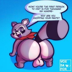 rambley_raccoon, indigo_park, voxdafox, anthro, ass