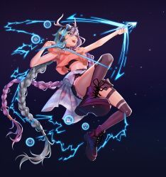 artemis, armpit, blue_and_purple_hair, blue_hair, headphones