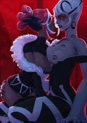 carmilla_carmine, velvette, hazbin_hotel, blackberrehart, 2girls