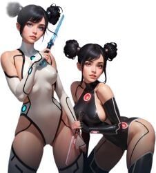 zoe_&_chloe_(lust_goddess), lust_goddess, bending_sideways, big_boobs, big_breasts