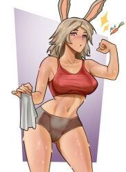 original_character, original, chiotosaurio, blonde_hair, flexing