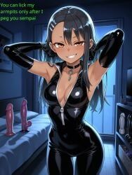 hayase_nagatoro, asukasslave, 1girls, armpits, bed