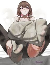 original_character, citrusted, barefoot, brown_hair, feet