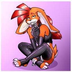 ryofox630, anthro, armwear, border, bottomless