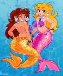 mermaid_peach, princess_daisy, princess_peach, mario_(series), nintendo