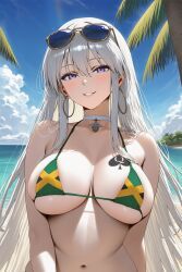 enterprise_(azur_lane), azur_lane, 1girls, beach, bikini