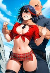 matoi_ryuuko, kill_la_kill, 1boy, asking_for_it, choking