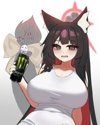 wakamo_(blue_archive), blue_archive, monster_energy, silenzuka, 1girl