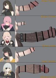m16a1_(boss)_(girls'_frontline), m16a1_(girls'_frontline), m4_sopmod_ii_(girls'_frontline), m4a1_(girls'_frontline), ro635_(girls'_frontline)