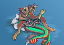 tafy_tail, 2_heads, 2_mouths, 3_legs, anthro
