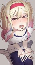 tenma_saki, project_sekai, 1girl, blonde_hair, cum