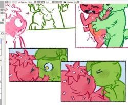 flaky_(htf), flippy_(htf), fliqpy_(htf), happy_tree_friends, kissing