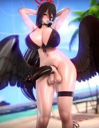 hasumi_(blue_archive), evekaczmarek, 1futa, black_hair, blush