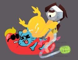 gumball_watterson, hot_dog_guy, penny_fitzgerald, rob_(tawog), rob_(the_amazing_world_of_gumball)