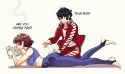 akira_kurusu, makoto_niijima, ren_amamiya, persona_5, ass_jiggle