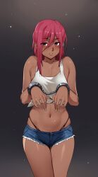 plustina, 1boy, bondage, booty_shorts, bulge_through_clothing
