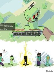 charged_creeper, creeper, creeper_(minecraft), steve_(minecraft), microsoft