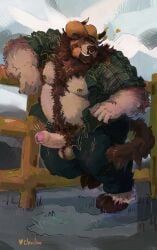 chuchowriggle, anthro, balls, barazoku, barefoot