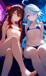 furina_(genshin_impact), hu_tao_(genshin_impact), genshin_impact, impacter, 2girls