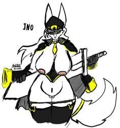kusama, arctic_fox, armor, big_breasts, bikini_armor