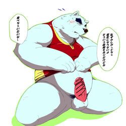 klaskk, anthro, balls, bear, belly
