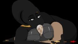 post-nut_calamity, shoestrang, 1boy, 1girl, black_skin