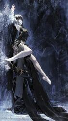 protagonist_(love_and_deepspace), 1boy, 1girl, arm_up, bare_legs
