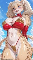 ann_takamaki, decurse, 1girl, animal_ears, beach