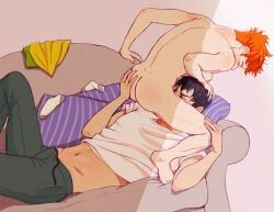 hinata, haikyuu!!, kageyama, reallycorking, 2boys