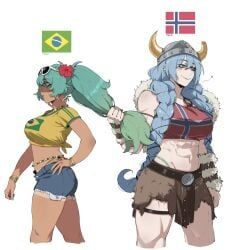 brazilian_miku, hatsune_miku, norwegian_miku, world_cup, masoq095