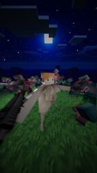 alex_(minecraft), background_characters, minecraft_zombie, zombie_(minecraft), zombie_pigman