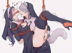 momobami_kirari, kakegurui, dogbrooo, 2girls, animal_ears