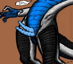 mythology, 2_penises, anthro, blue_body, blue_underbelly