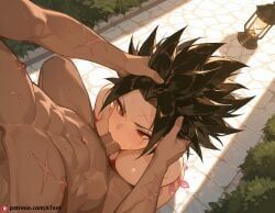 caulifla, dragon_ball, black_hair, botanical_garden, breasts
