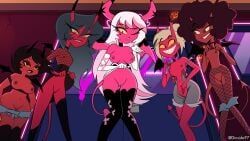 apple_(helluva_boss), coco_(helluva_boss), kiki_(helluva_boss), milky_(helluva_boss), verosika_mayday_(helluva_boss)