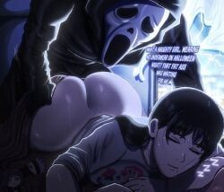 ghostface, ghostface_(scream), makima_(chainsaw_man), mitaka_asa, chainsaw_man