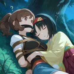 elaine_(pokemon), erika_(pokemon), pokemon, 2girls, bondage