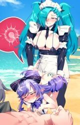 akeno_(itsnafulol), vivian_banshee, vivian_banshee_(iris_of_the_shore), wise_(zenless_zone_zero), zenless_zone_zero