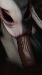 anonymous_artist, black_body, cock, equine, fellatio_from_feral