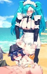 akeno_(itsnafulol), belle_(summer_skies)_(zenless_zone_zero), belle_(zenless_zone_zero), wise_(zenless_zone_zero), zenless_zone_zero